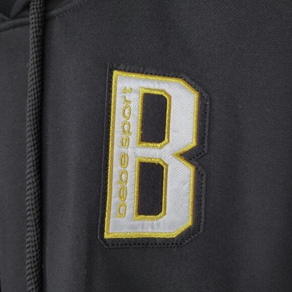 Bebe Sport Collegiate Hoodie Sweatshirt Black | Large - Picture 3 of 7